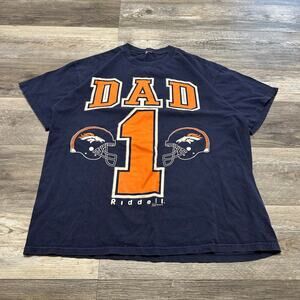 Denver Broncos T-shirt Vintage 90s #1 Dad Ridell Blue Orange Mens XL‎ Football